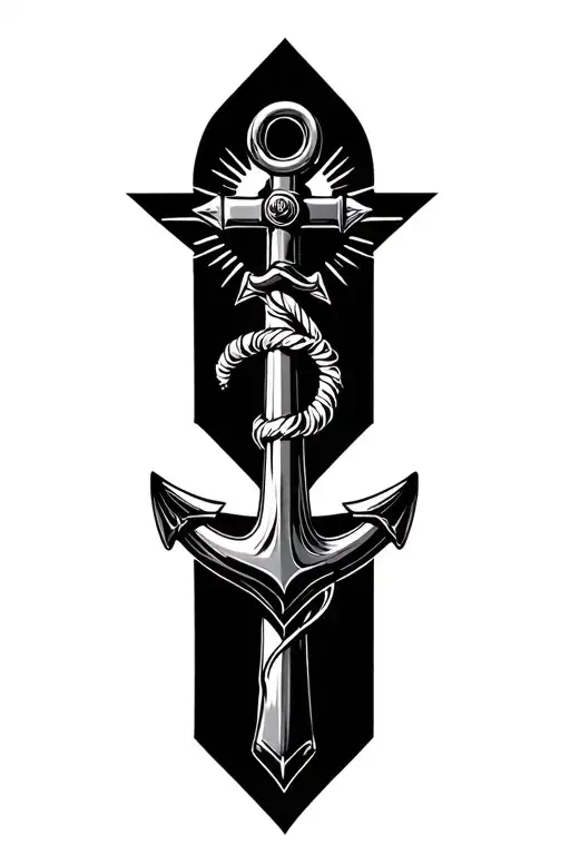 starburst with anchor tattoo design idea