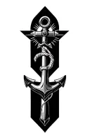 starburst with anchor tattoo design idea