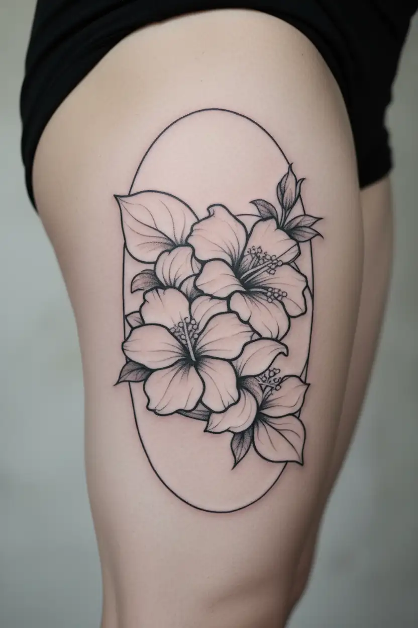 Ohana with hibiscus flower  tattoo design idea