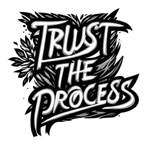 Contain the words”trust the process” with a dynamic symbol  tattoo design idea