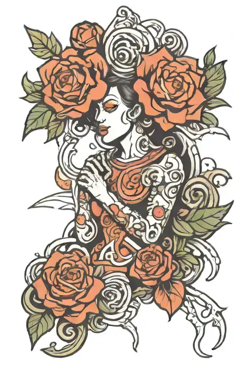 patch work about depresion power money and heartbreak tattoo design idea