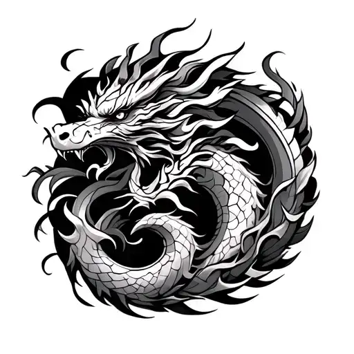 tribal patterns sleebe mixed with a dragon tsttoo that extends to shoulder and back tattoo design idea