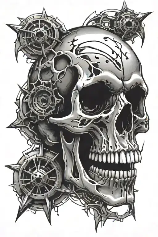 skull bullet hole tattoo design idea