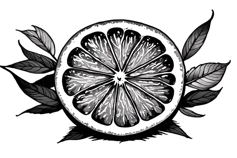 single orange slice cut tattoo design idea
