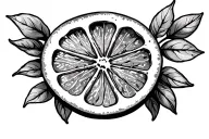single orange slice cut tattoo design idea
