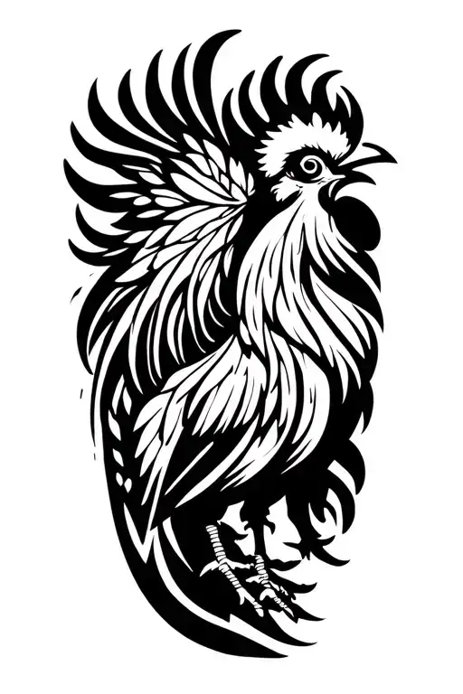 rooster and aquarius  tattoo design idea