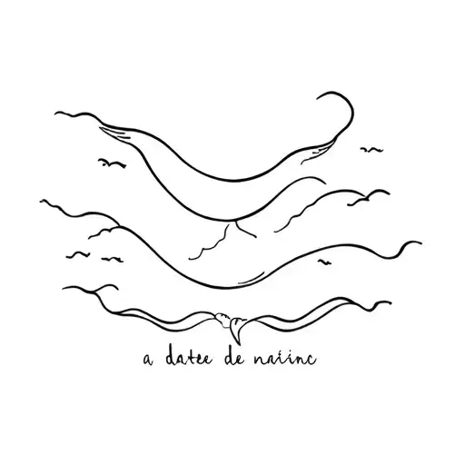 3 waves with a whales tale under it a date de naissance tattoo design idea