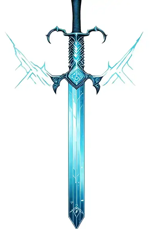 cyber sigilism style sword tattoo tattoo design idea