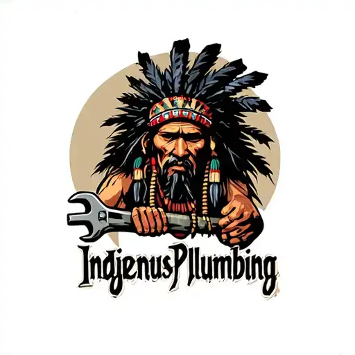 "Indigenous Plumbing " "Indigenous Plumbing " "Indigenous Plumbing " dread lock Native American holding a wrench tattoo design idea