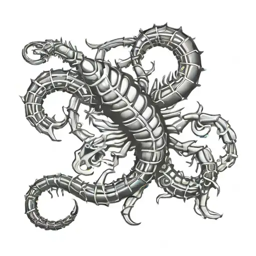 Combining all the transformation symbols associated with Scorpio into a single, cohesive symbol would require merging th tattoo design idea