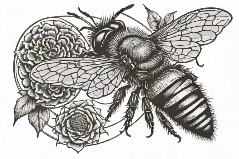 honey bee and hive tattoo around a moth with a circle around it  tattoo design idea