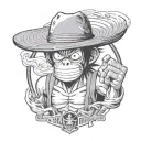 monkey with luffy's straw hat (one piece) tattoo design idea