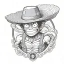 monkey with luffy's straw hat (one piece) tattoo design idea