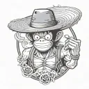 monkey with luffy's straw hat (one piece) tattoo design idea