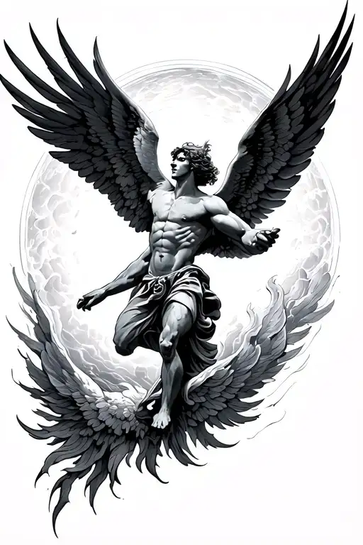 Icarus flying towards the sun tattoo design idea