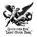 "Good Over Evil Light Over Dark" Archangel Michael Defeating Satan tattoo design idea