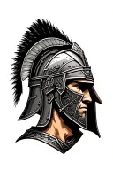gladiator head with gladiator helmet tattoo design idea