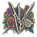 Scissors-comb tattoo design idea