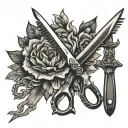Scissors-comb tattoo design idea