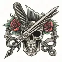 Scissors-comb tattoo design idea