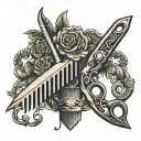 Scissors-comb tattoo design idea
