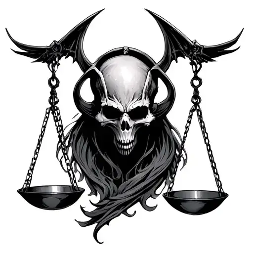 Darksiders Death and Libra scales tattoo design idea