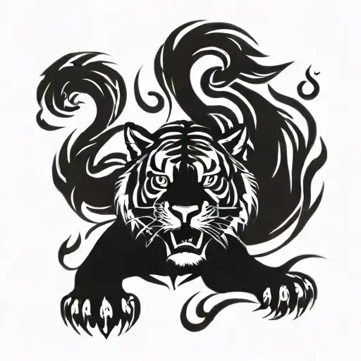 flaming tiger print tattoo design idea