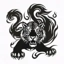 flaming tiger print tattoo design idea
