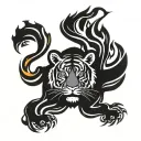 flaming tiger print tattoo design idea