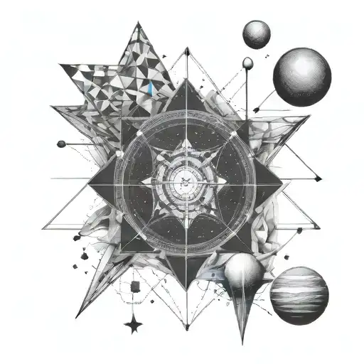 fine geometric lines related to space and mathematics tattoo design idea