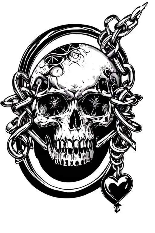 chain chrome hearts euro-trash style tattoo design idea