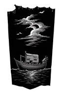 Noah's ark with name written underneath tattoo design idea