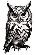 owl standing facing forward geometric tattoo design idea
