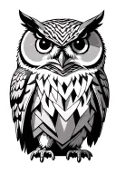 owl standing facing forward geometric tattoo design idea