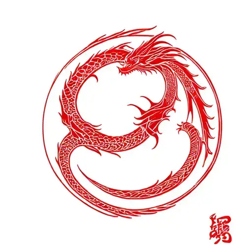 red dragon circular tattoo design idea