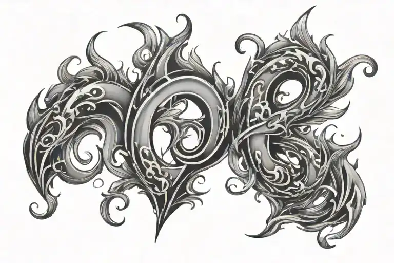 number 5 fire tattoo design idea