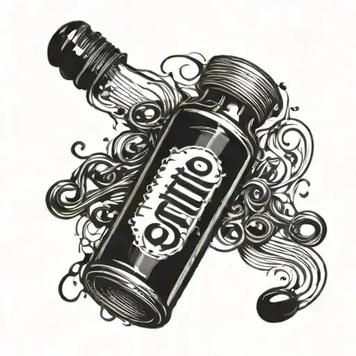 Pill bottle pouring music notes tattoo design idea