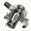 Pill bottle pouring music notes tattoo design idea