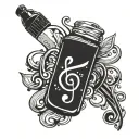 Pill bottle pouring music notes tattoo design idea