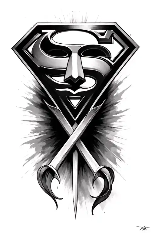V for vendetta crossed with superman logo tattoo design idea