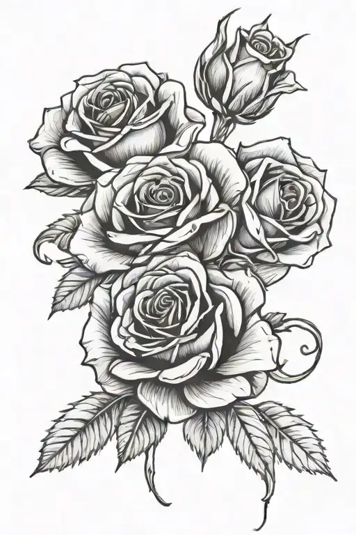 nails and roses tattoo design idea