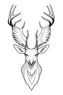Stag head, eagle soaring tattoo design idea