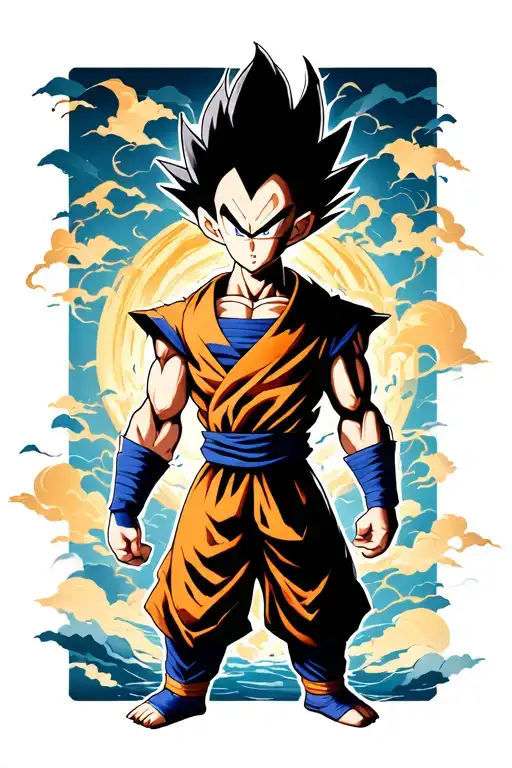 Majin-Vegeta from Dragonball as he says goodbye before killing himself tattoo design idea