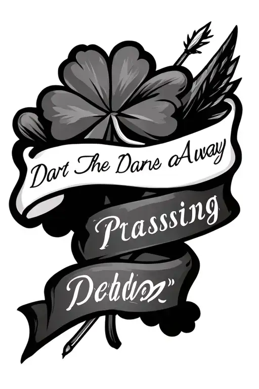 dart for dad passing away with the name and four leaf clover tattoo design idea
