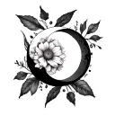 26 may 2019 and 26 July 2016 birth flower intertwined. moon phases  tattoo design idea