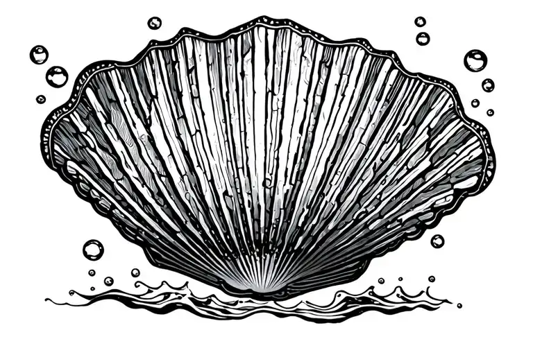 scallop shell with bubbles rising tattoo design idea