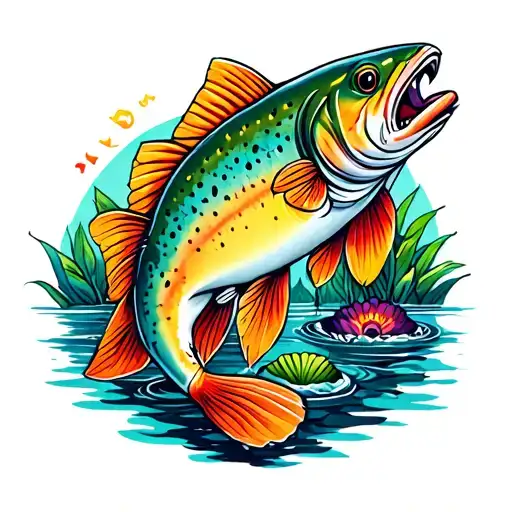 rainbow trout tattoo design idea