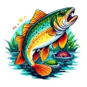 rainbow trout tattoo design idea