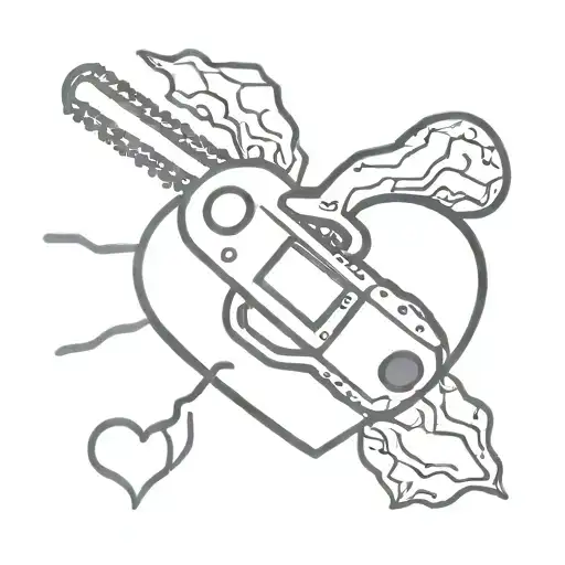 heart, chainsaw tattoo design idea