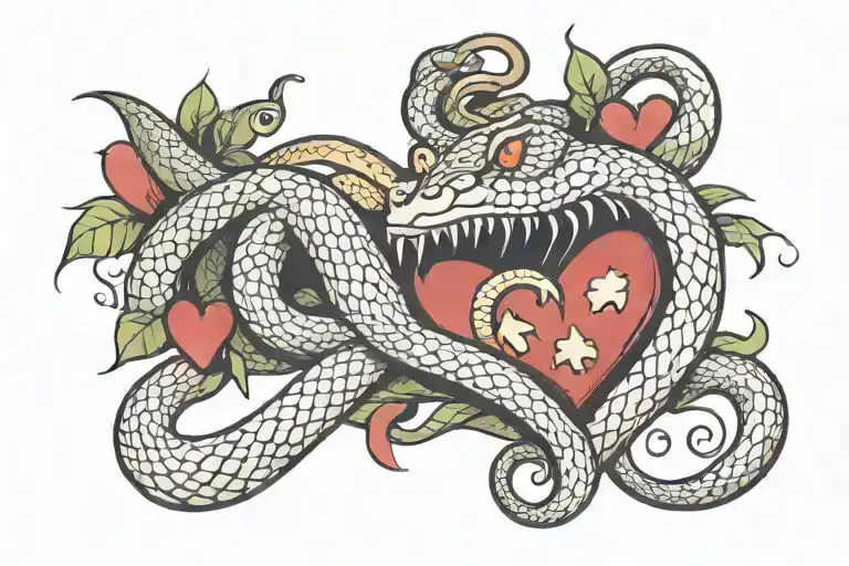 snake biting heart tattoo tattoo design idea
